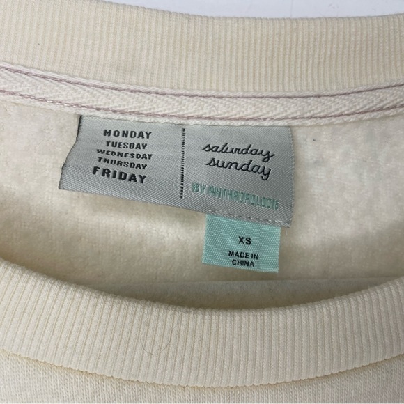 Anthropologie Saturday Sunday Fleur Tie-Waist Graphic Embroidered Sweatshirt - Picture 6 of 7